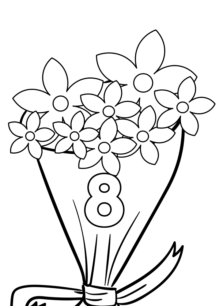 Букет цветов и цифра 8
